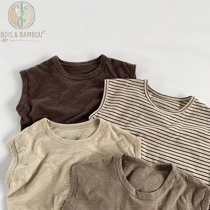 Détail tissu débardeur bébé bambou sans manches