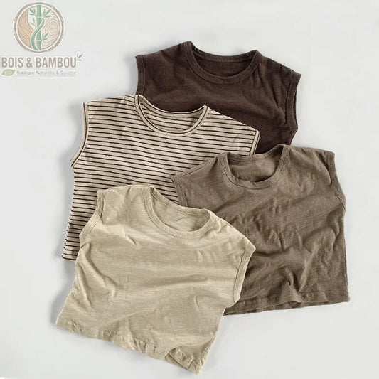 Débardeur bébé bambou sans manches 4 coloris nature