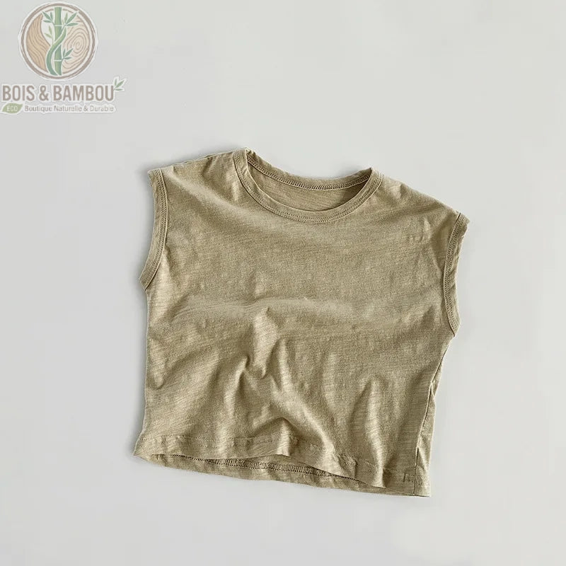 Débardeur bébé bambou sans manches coloris beige