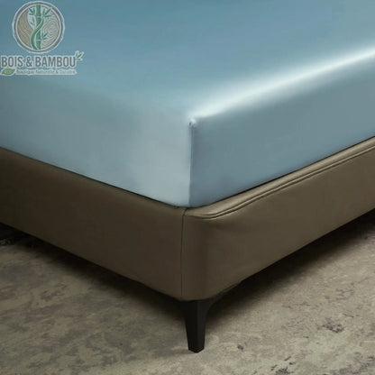 Détail texture fibre bambou bleu ciel drap-housse