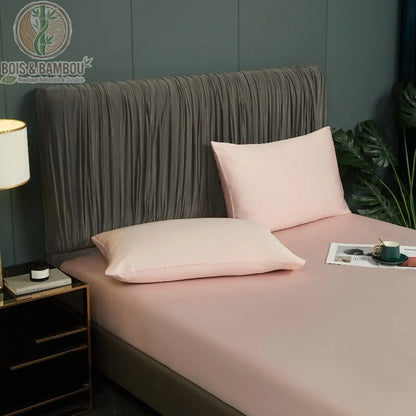 Drap-housse rose bambou 90x200 lit ambiance chambre