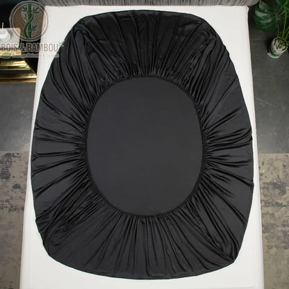 Détail du bonnet profond et de l'élastique du drap-housse bambou noir