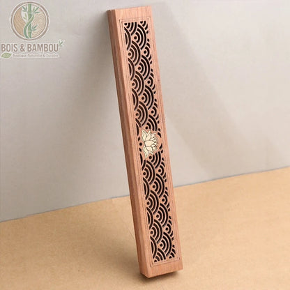 Encensoir horizontal bois de santal motif Lotus, couvercle ajouré style japonais