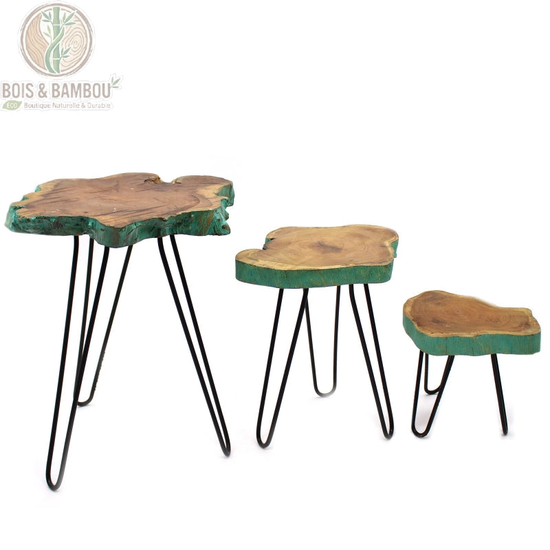 Support Plante Bois Gigogne Lot de 3 Teck