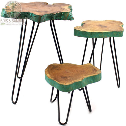 Support Plante Bois Gigogne Lot de 3 Teck