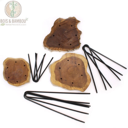 Support Plante Bois Gigogne Lot de 3 Teck