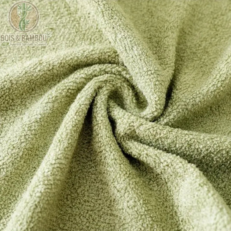 Détail texture jacquard tiges feuilles bambou serviettes