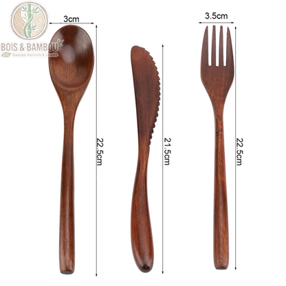 Ensemble de vaisselle en bois réutilisable