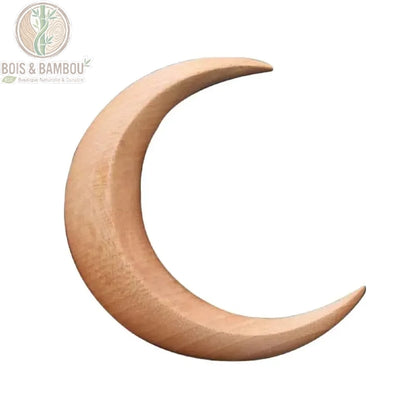 épingle cheveux croissant de lune bois naturel beige grand format sculptée fond blanc vue produit