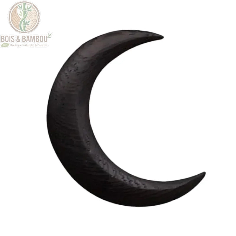 épingle cheveux croissant de lune bois noir ébène petit format sculpté texture mate fond blanc vue produit