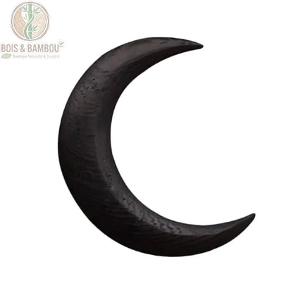 épingle cheveux croissant de lune bois noir ébène petit format sculpté texture mate fond blanc vue produit