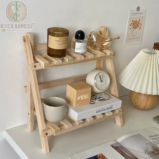 Étagère à plantes bois 2 niveaux objets déco chambre