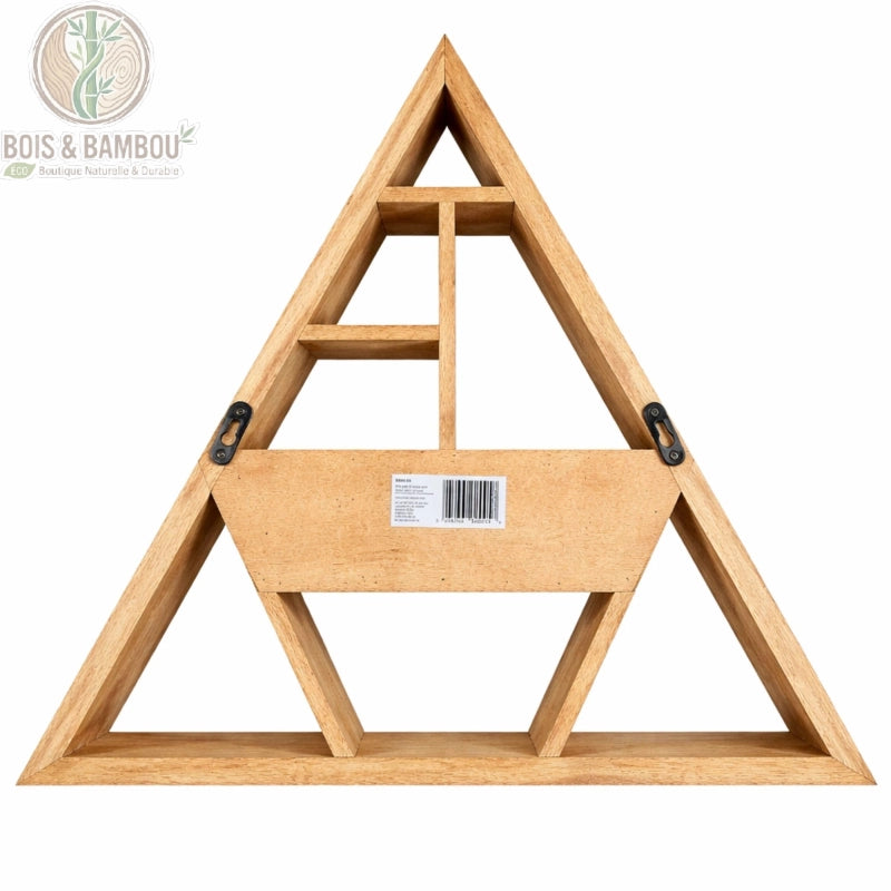 Vue arrière de l'étagère murale triangulaire montrant les attaches de fixation