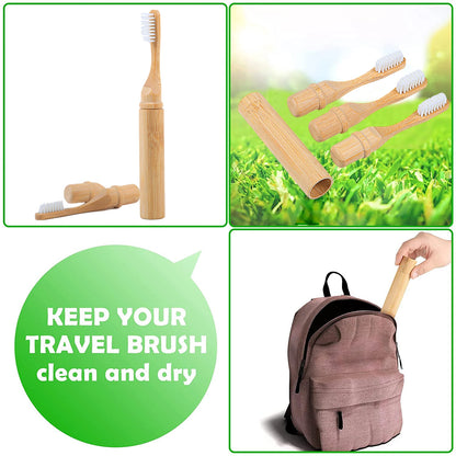 Brosse à dents en bambou avec tube de transport