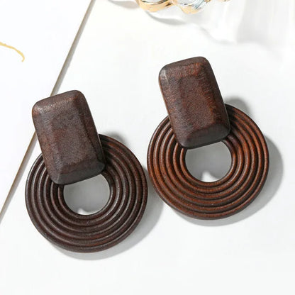 Boucles d'oreilles pendantes en rotin et bambou