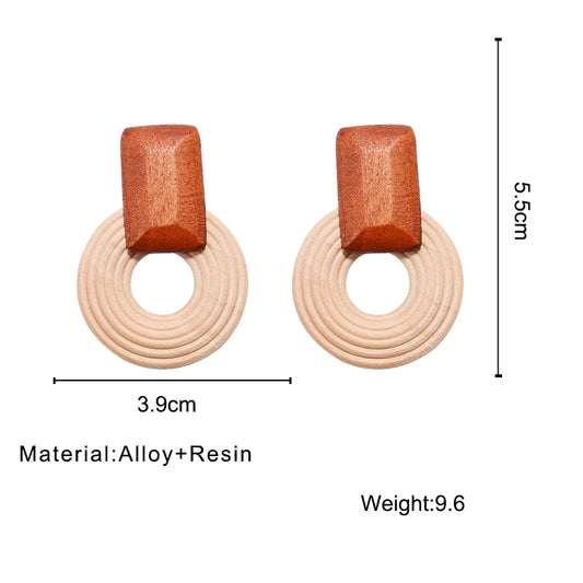 Boucles d'oreilles rondes en bois ethniques
