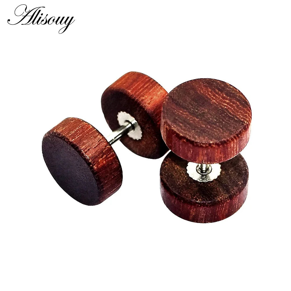 Clous d'oreilles en bois naturel et acier