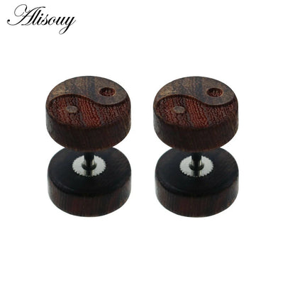 Clous d'oreilles en bois naturel et acier