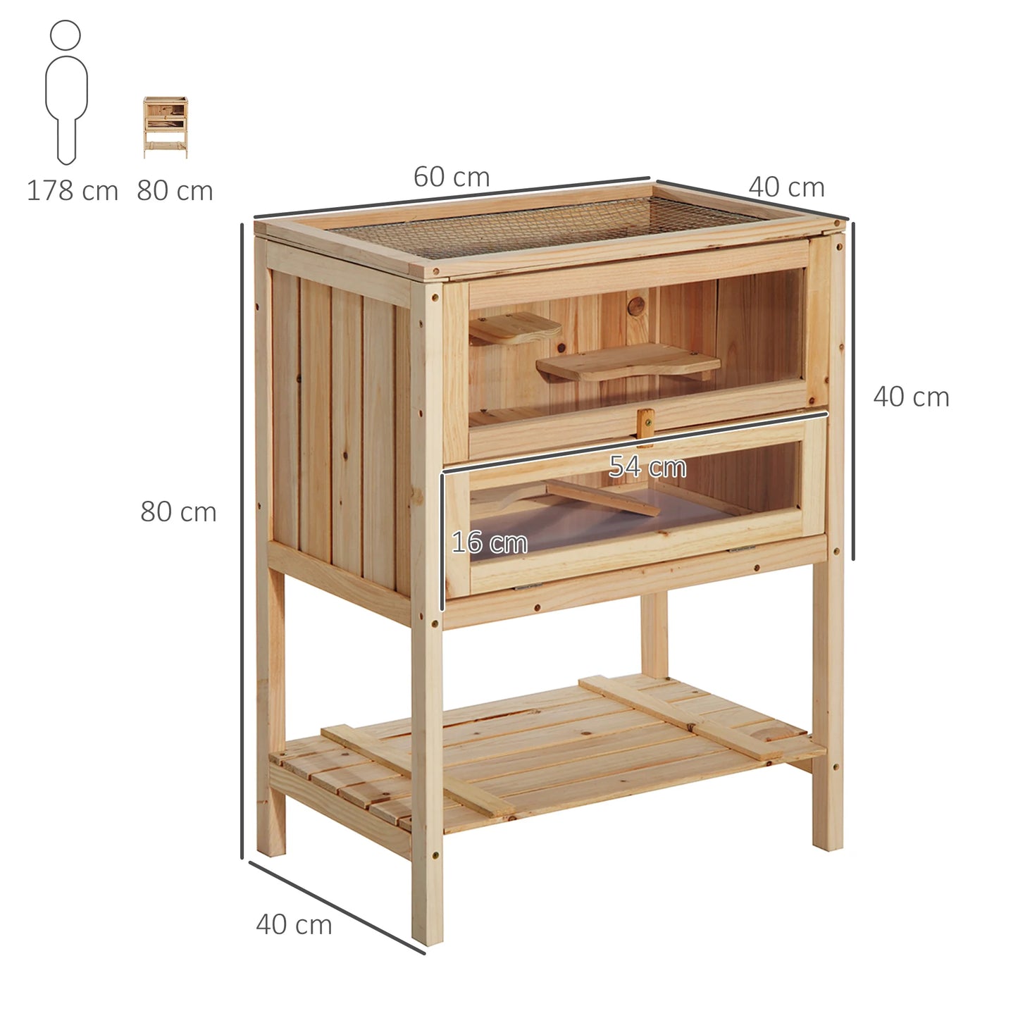 Cage à Hamster en Bois Sur Pieds