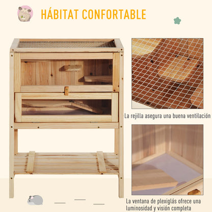 Cage à Hamster en Bois Sur Pieds