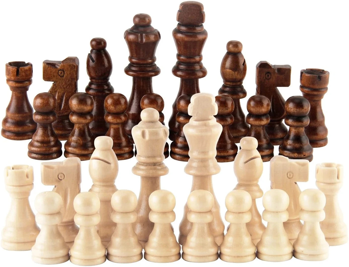 Pièces de jeu d'échecs en bois naturel