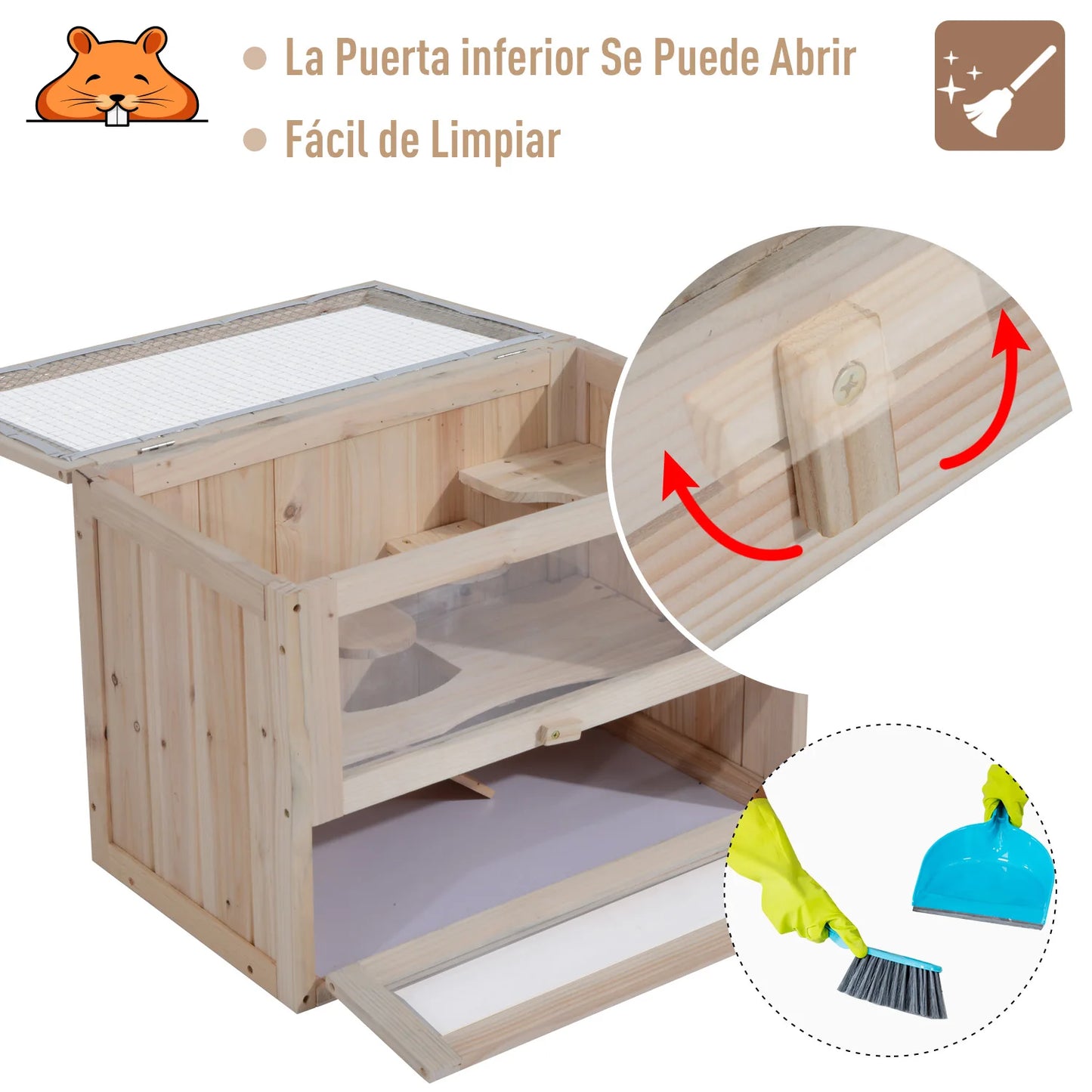 Cage à Hamster en Bois Rectangulaire