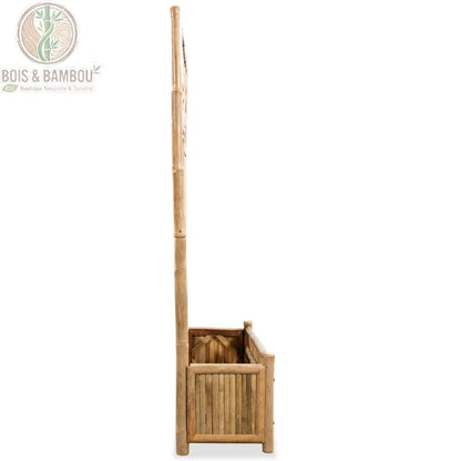 Vue latérale jardinière bambou treillis claire profil 135 cm