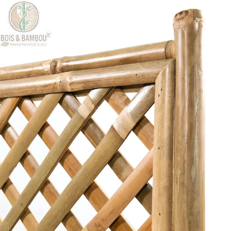 Gros plan treillis bambou quadrillé assemblage naturel