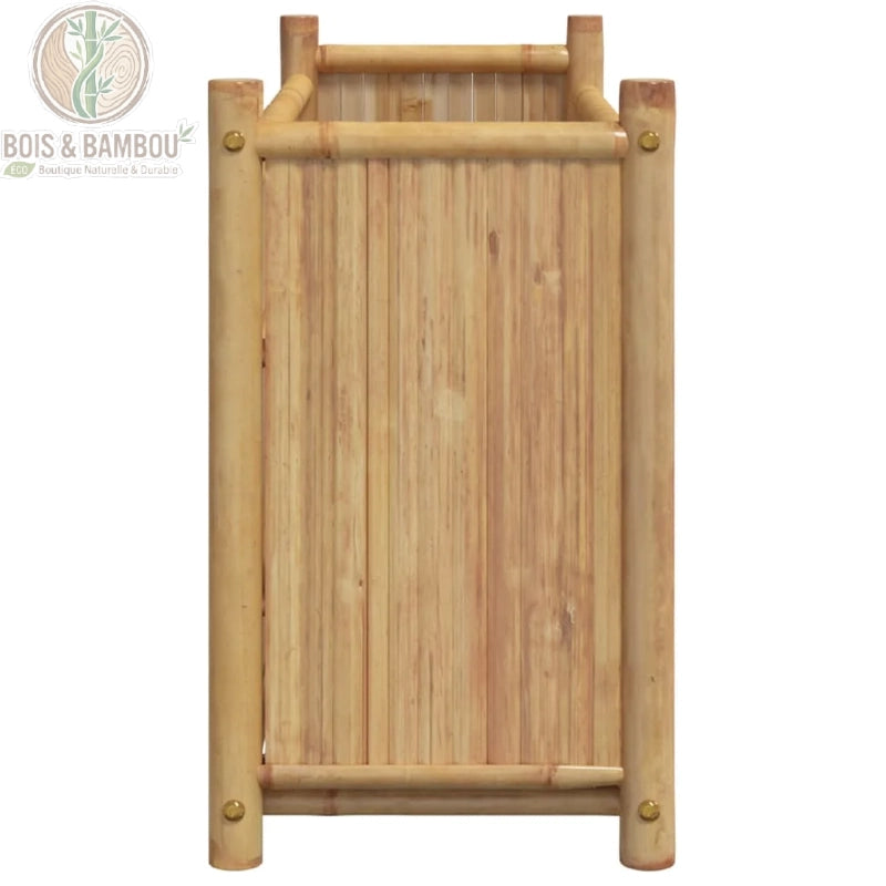 Vue latérale bac bambou 100 cm lames verticales fond blanc