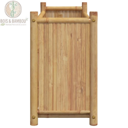 Vue latérale bac bambou 100 cm lames verticales fond blanc