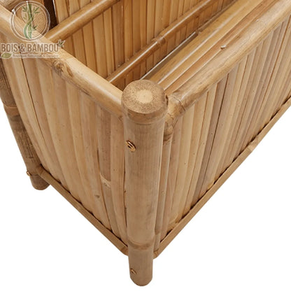 Détail angle bac bambou naturel 100 cm montant rond visserie