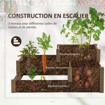 Jardinière escalier à 3 niveaux en bois brun