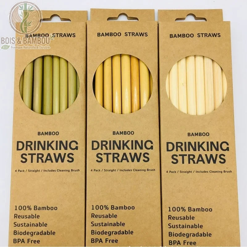 Kit de 12 pailles en bambou bio
