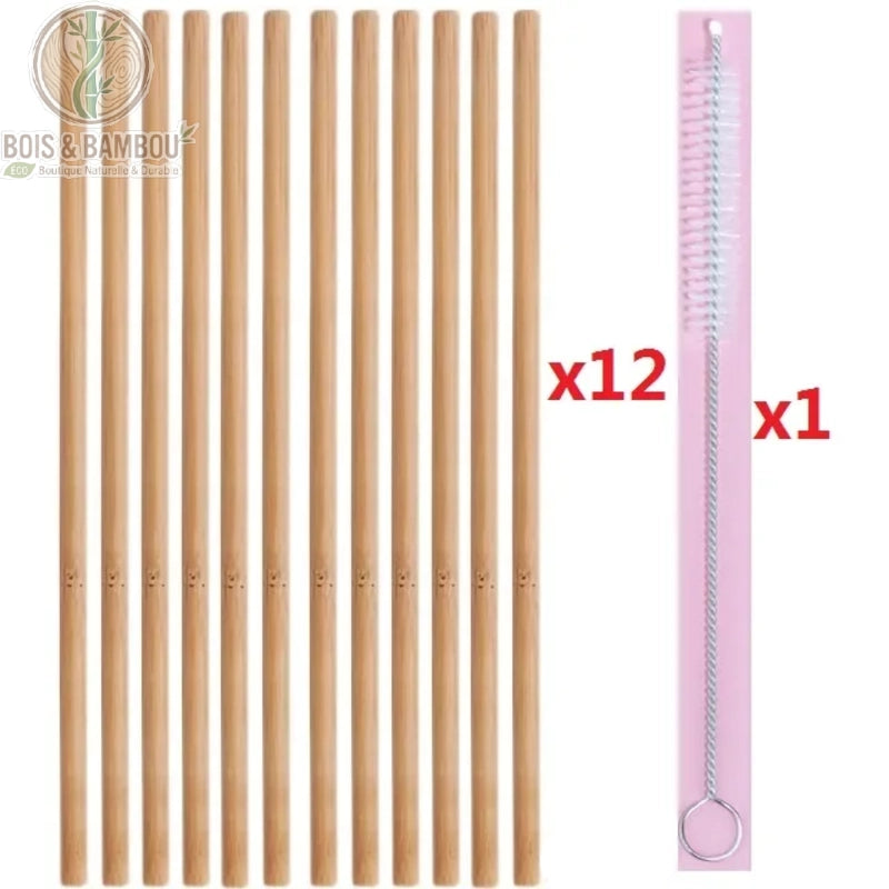Kit de 12 pailles en bambou bio