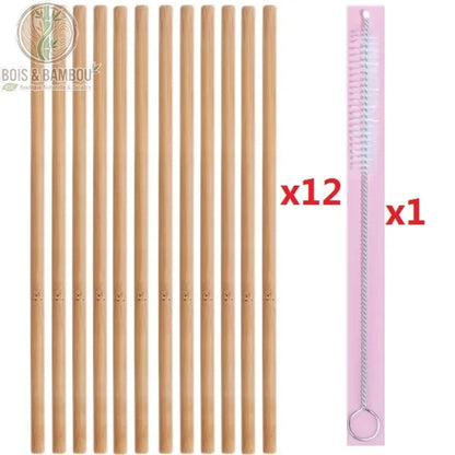 Kit de 12 pailles en bambou bio