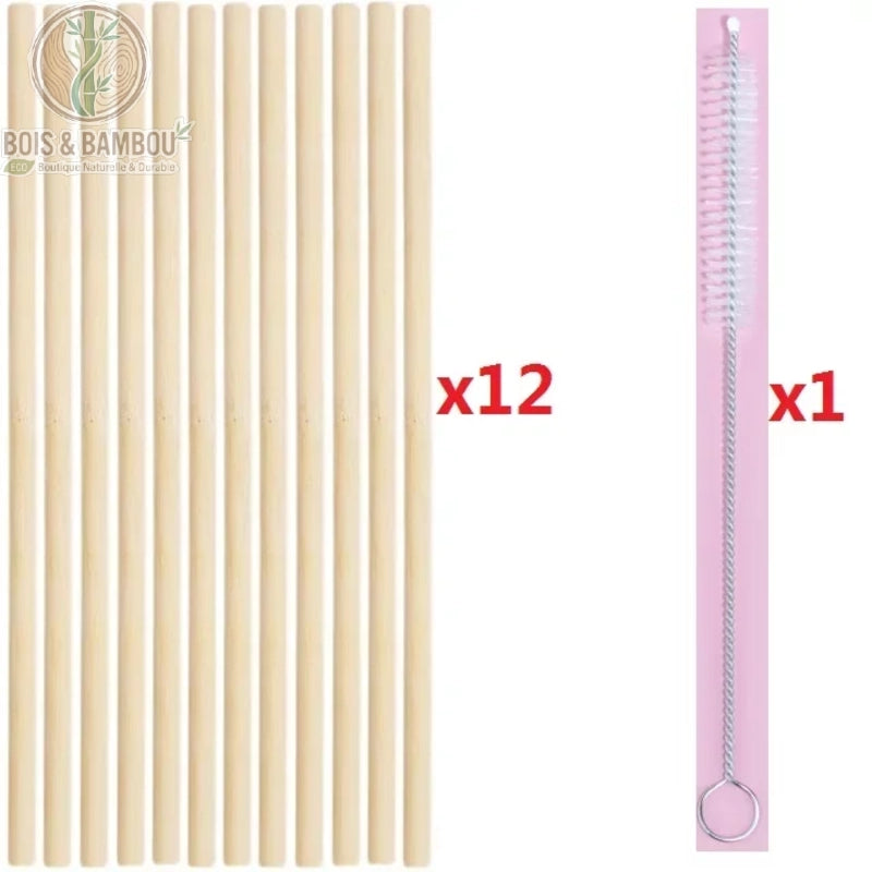 Kit de 12 pailles en bambou bio