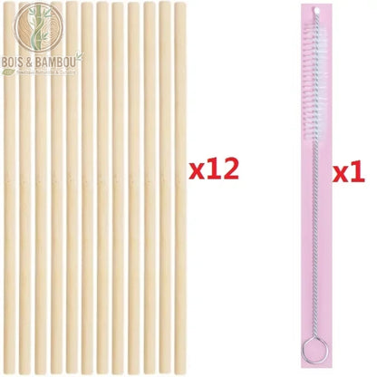 Kit de 12 pailles en bambou bio