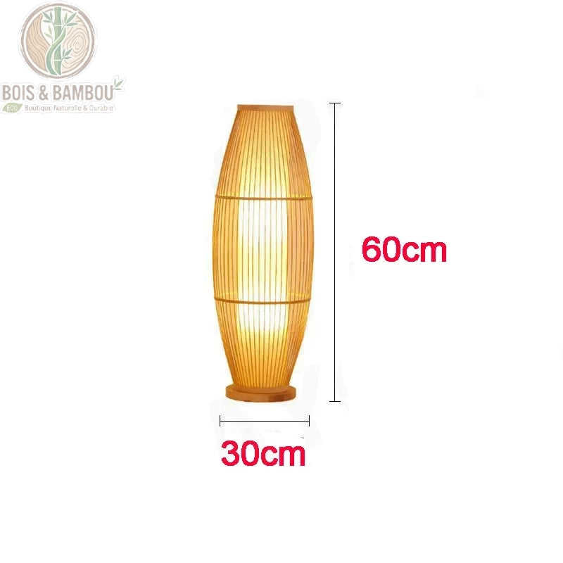 Lampadaire bambou fuseau H60 cm diam. 30 cm LED incluse