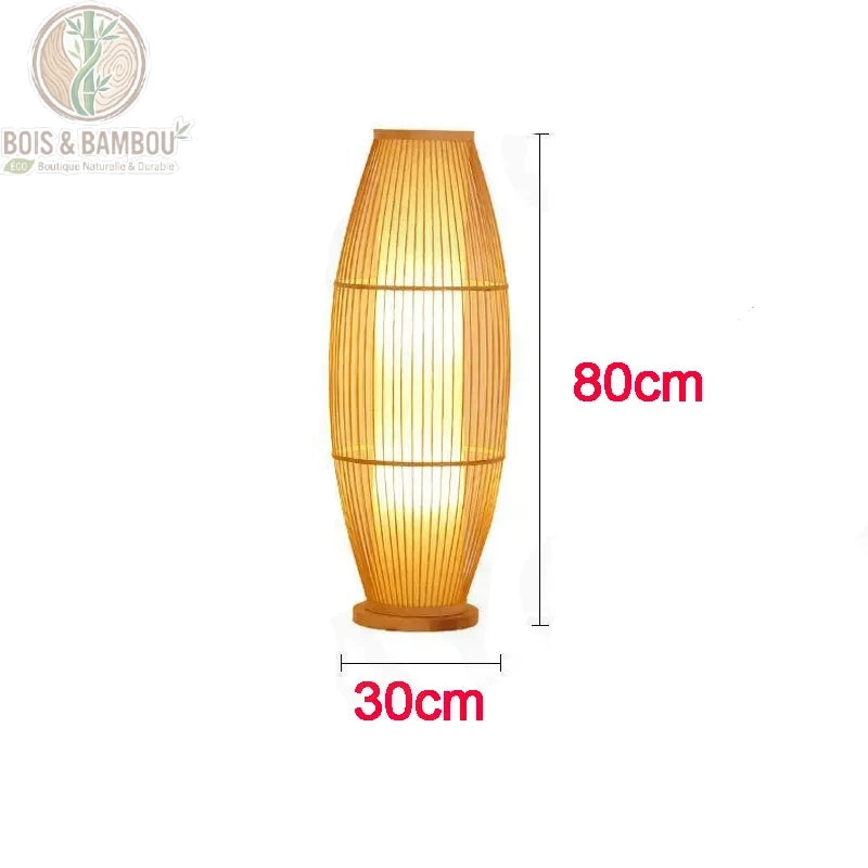 Lampadaire bambou fuseau H80 cm diam. 30 cm lumière chaude