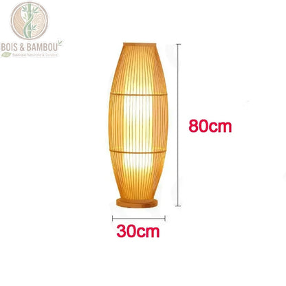 Lampadaire bambou fuseau H80 cm diam. 30 cm lumière chaude