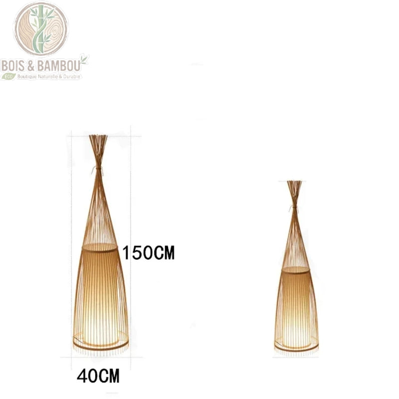 Lampadaire bambou bouteille baguettes hauteur 150 cm diamètre 40 cm
