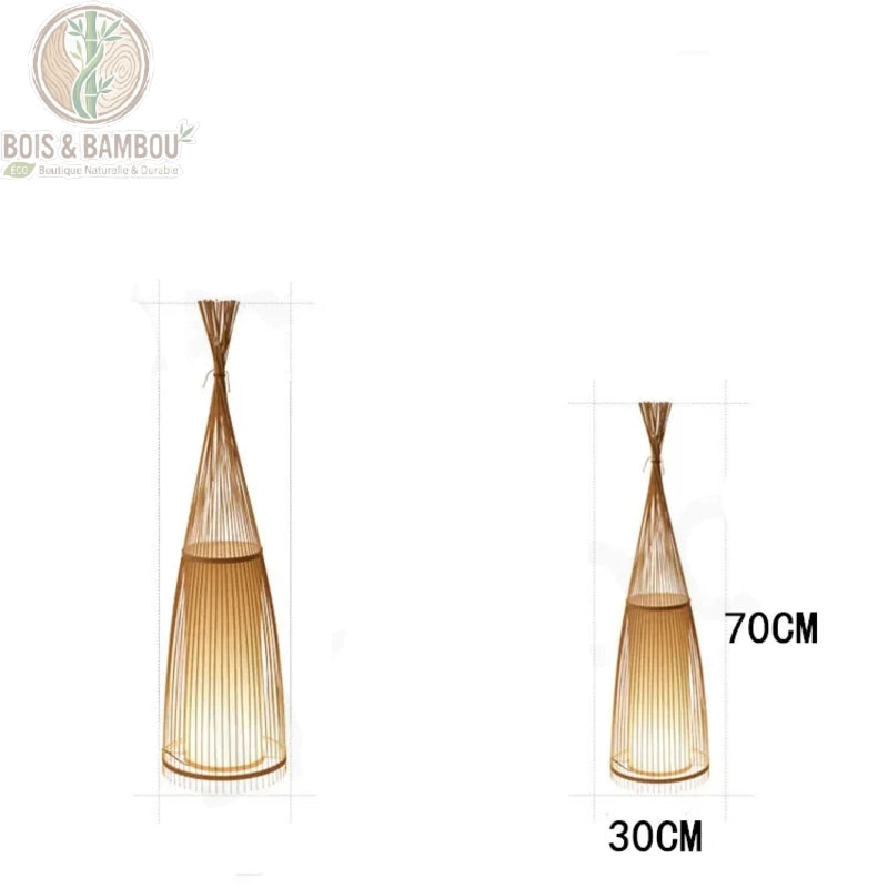 Lampadaire bambou bouteille baguettes H70 cm diamètres 30 cm
