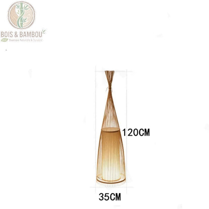 Lampadaire bambou bouteille baguettes hauteur 120 cm diamètre 35 cm