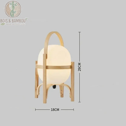 Lampadaire bois naturel clair globe verre petit modèle H29 cm L18 cm vue profil