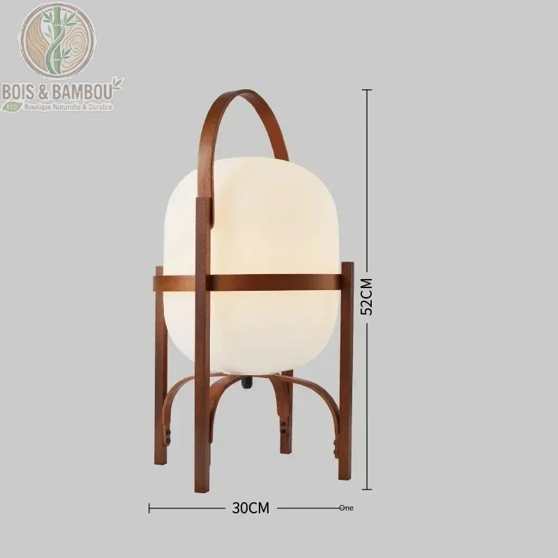 Lampadaire bois marron globe verre grand modèle dimensions H52 cm L30 cm
