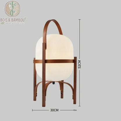 Lampadaire bois marron globe verre grand modèle dimensions H52 cm L30 cm
