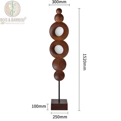 Schéma dimensions lampadaire bois massif hauteur 152 cm diamètre 30 cm base 25 cm
