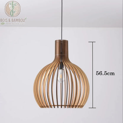 Suspension bois cage oiseaux hauteur 56,5 centimètres avec ampoule E27 incluse