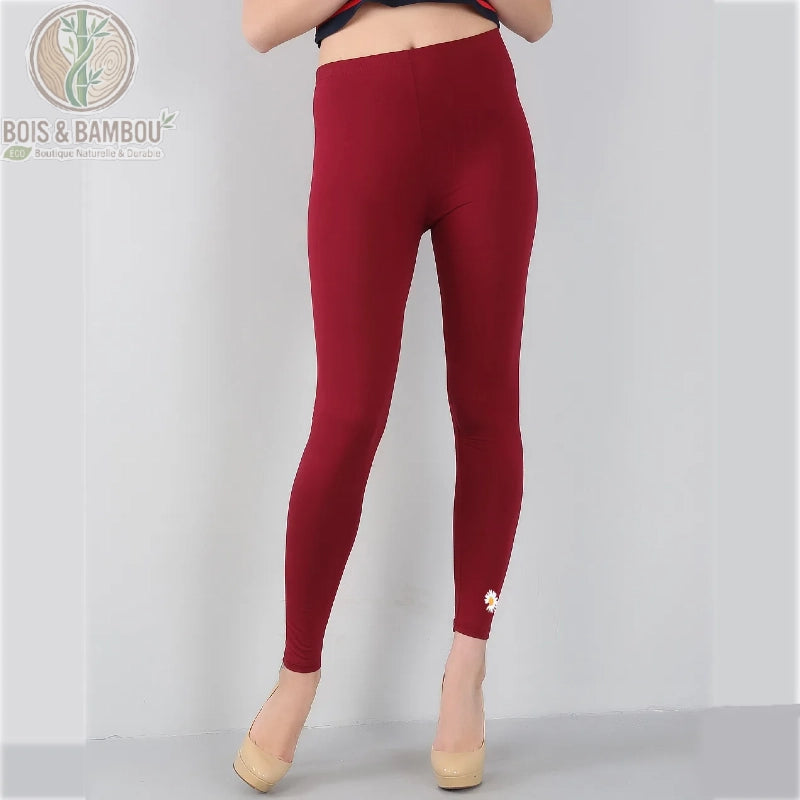 Legging bambou femme grande taille coloris bourgogne