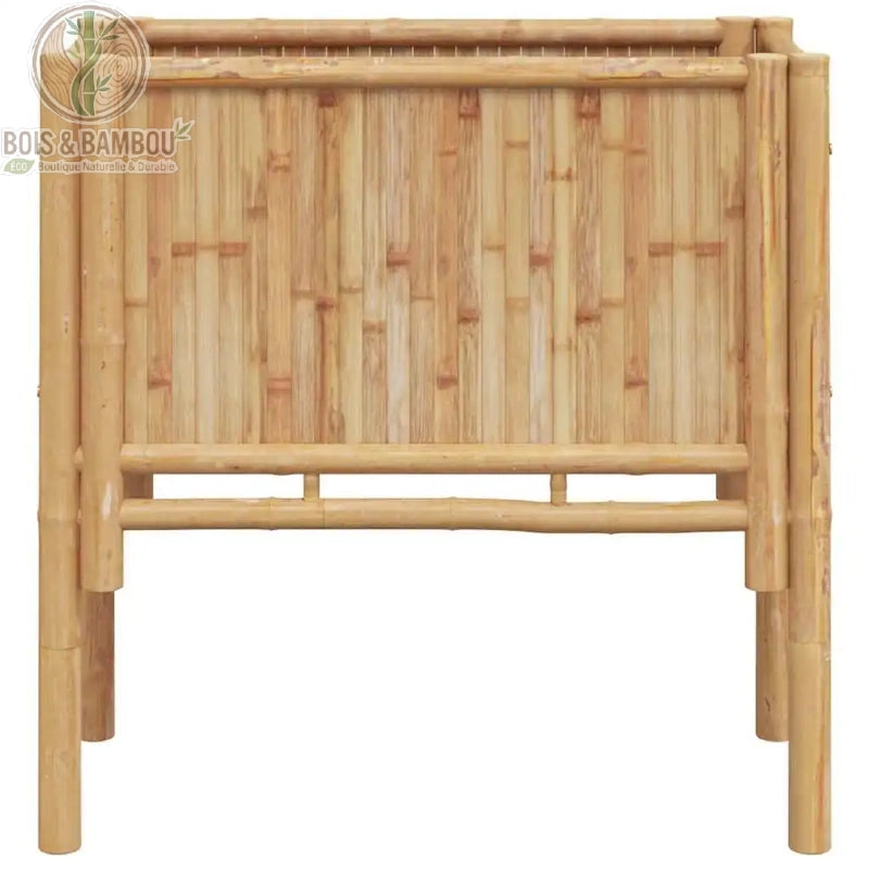 Détail face bac rectangulaire potager surélevé bambou lames naturelles